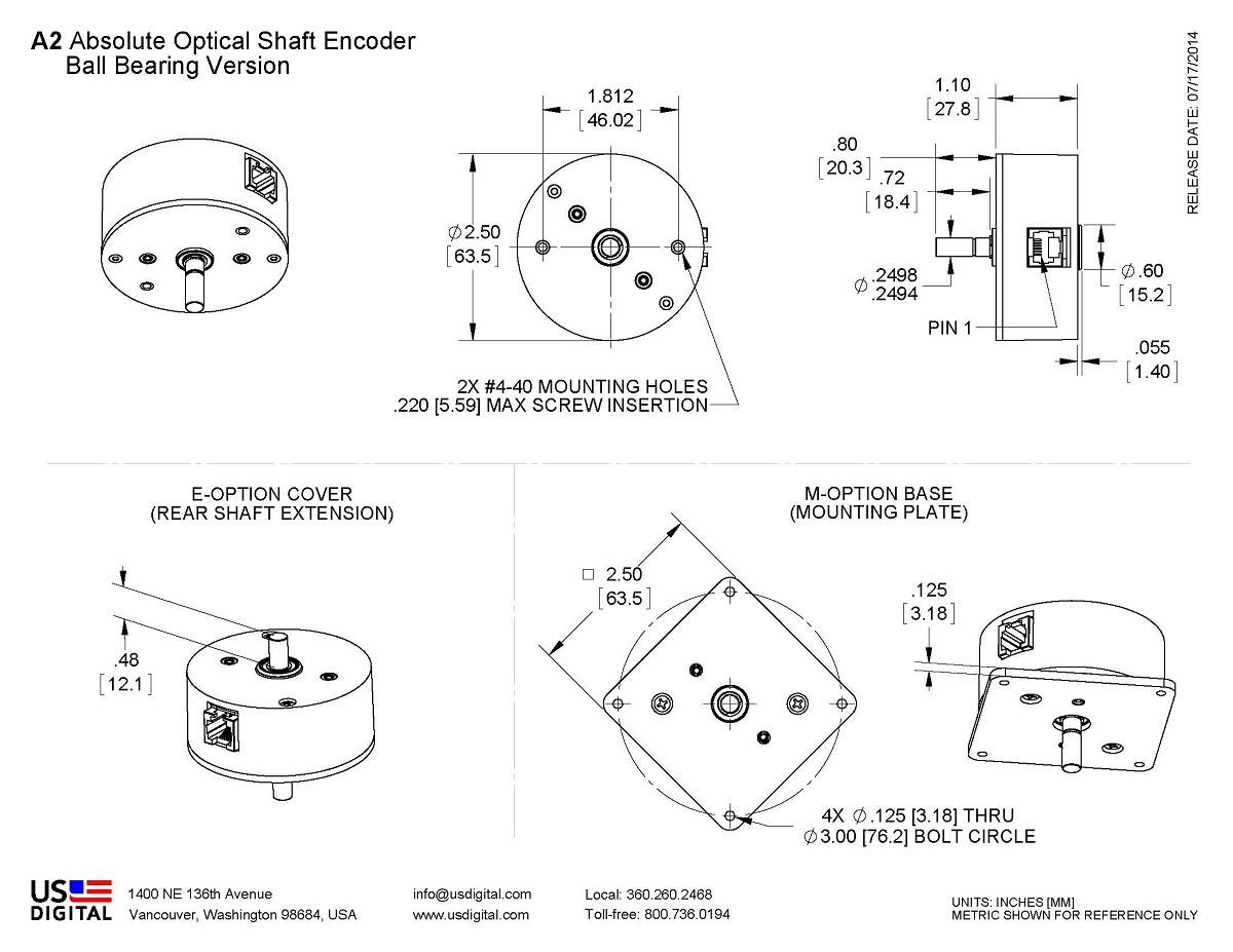A2 Ball Bearing Version Mechanical Drawing