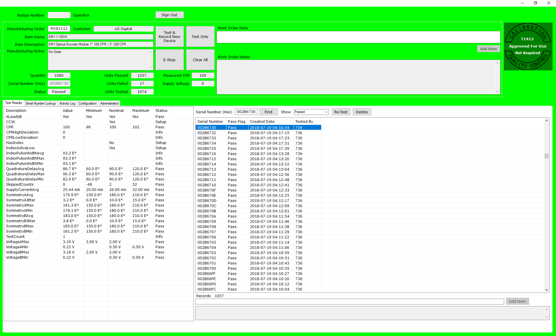 encoder test report