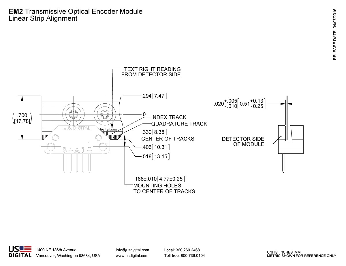 EM2 Linear Alignment Mechanical Drawing